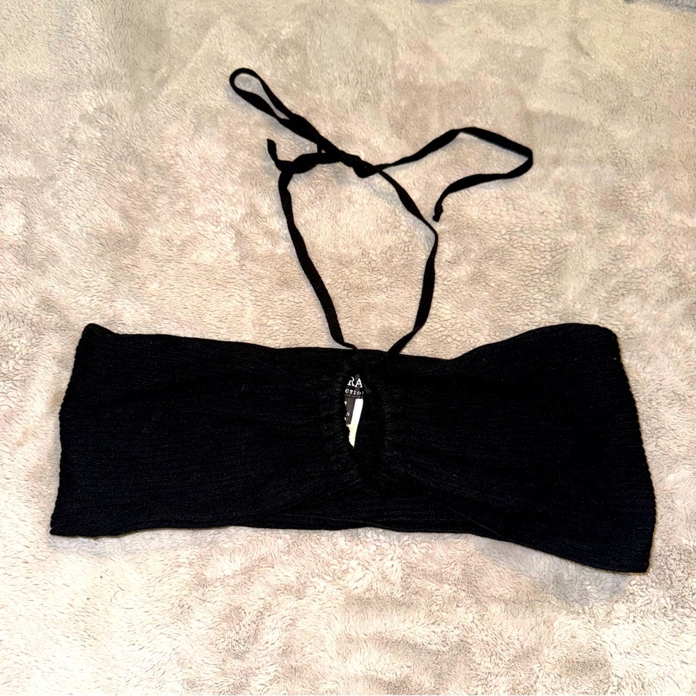 Hera Collection | Elegant Black Tie-Strap Crop Top